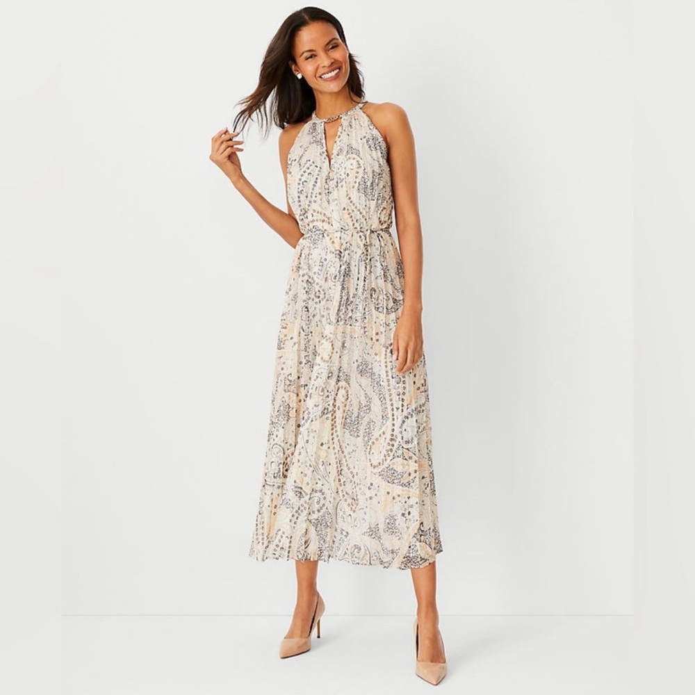 Ann Taylor Cream and Black Maxi Dress